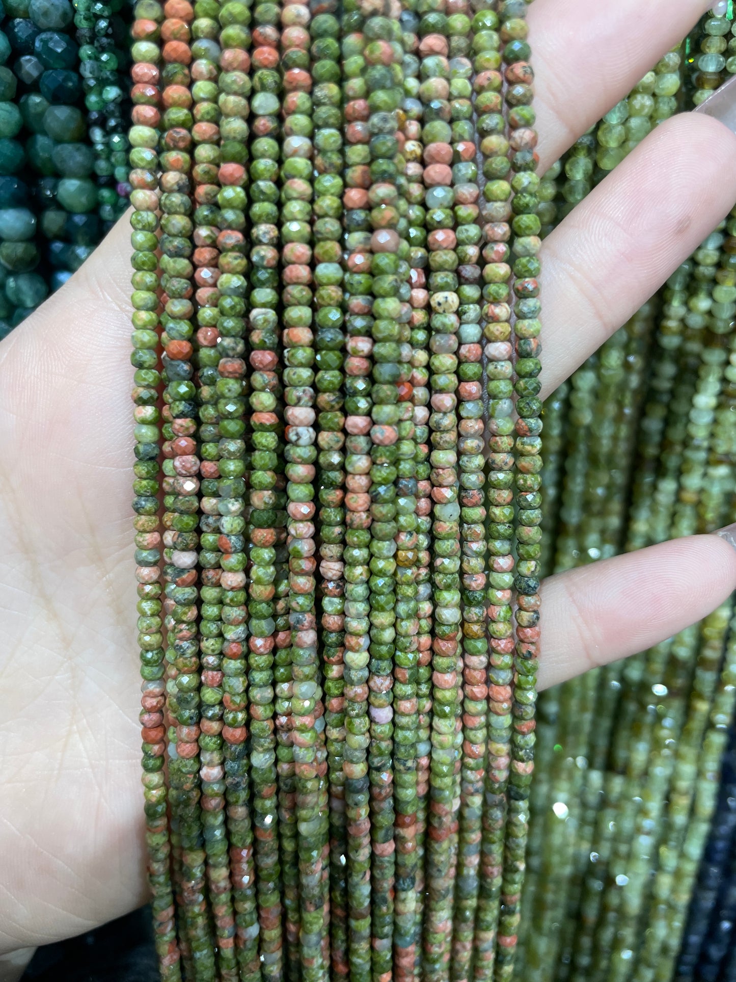 faceted unakite strand 2*3mm