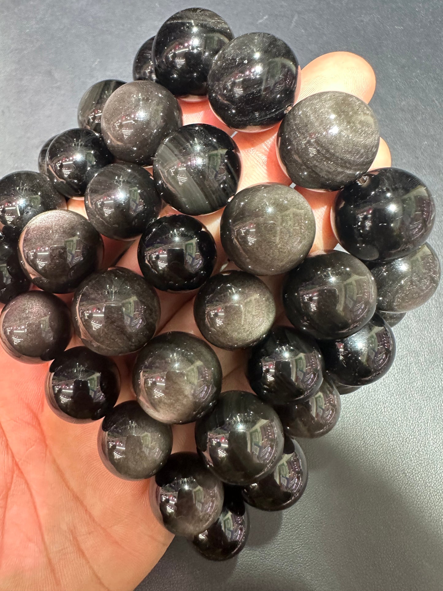 Silver obsidian bracelets 18mm