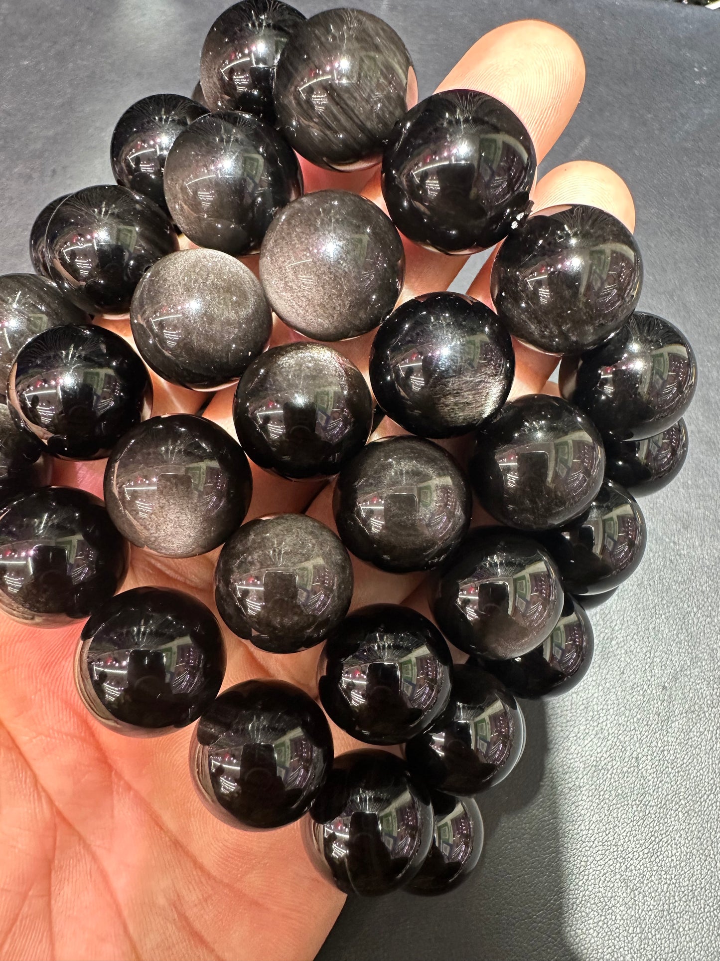 Silver obsidian bracelets 16mm