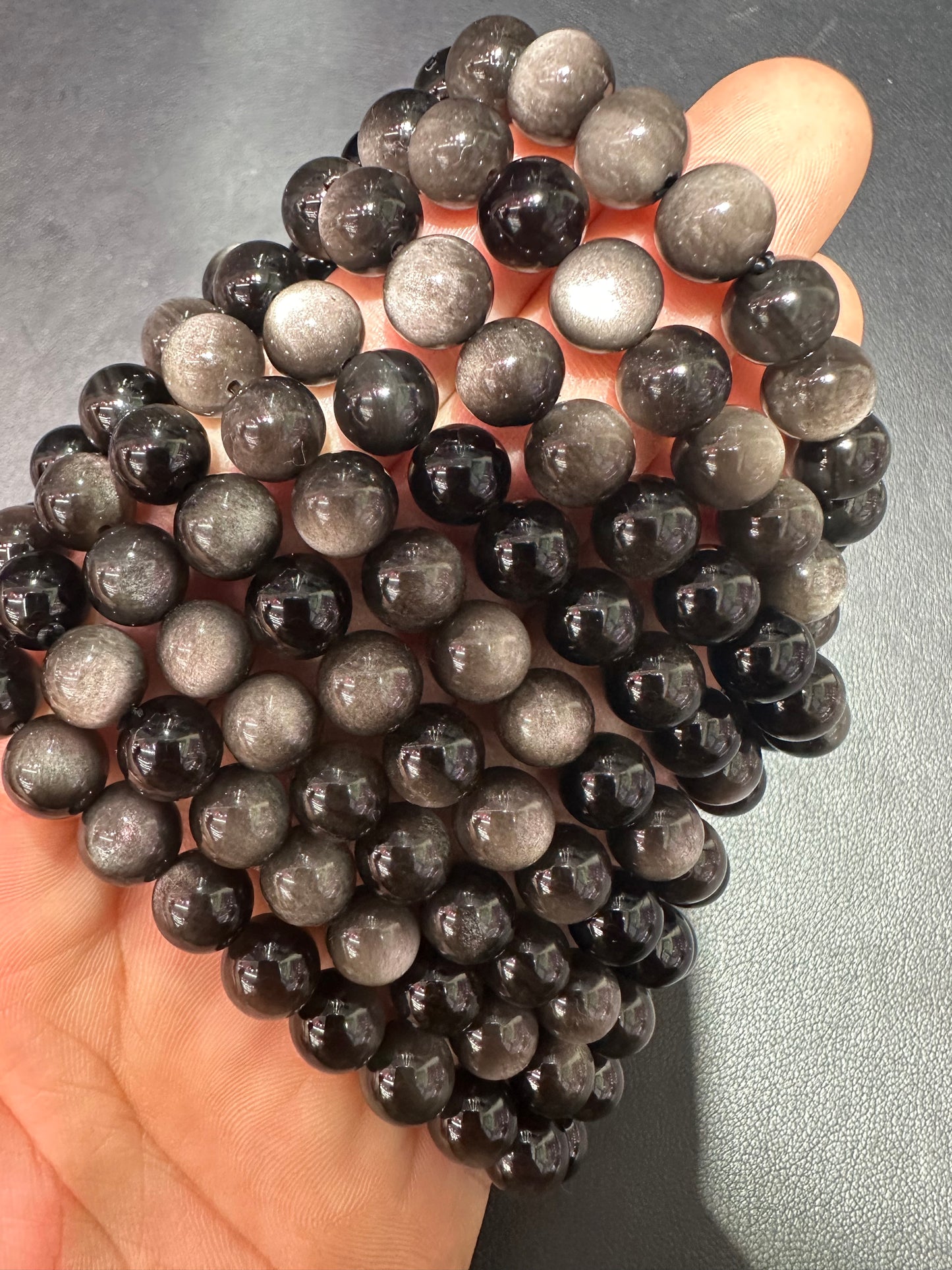 Silver obsidian bracelets 8mm