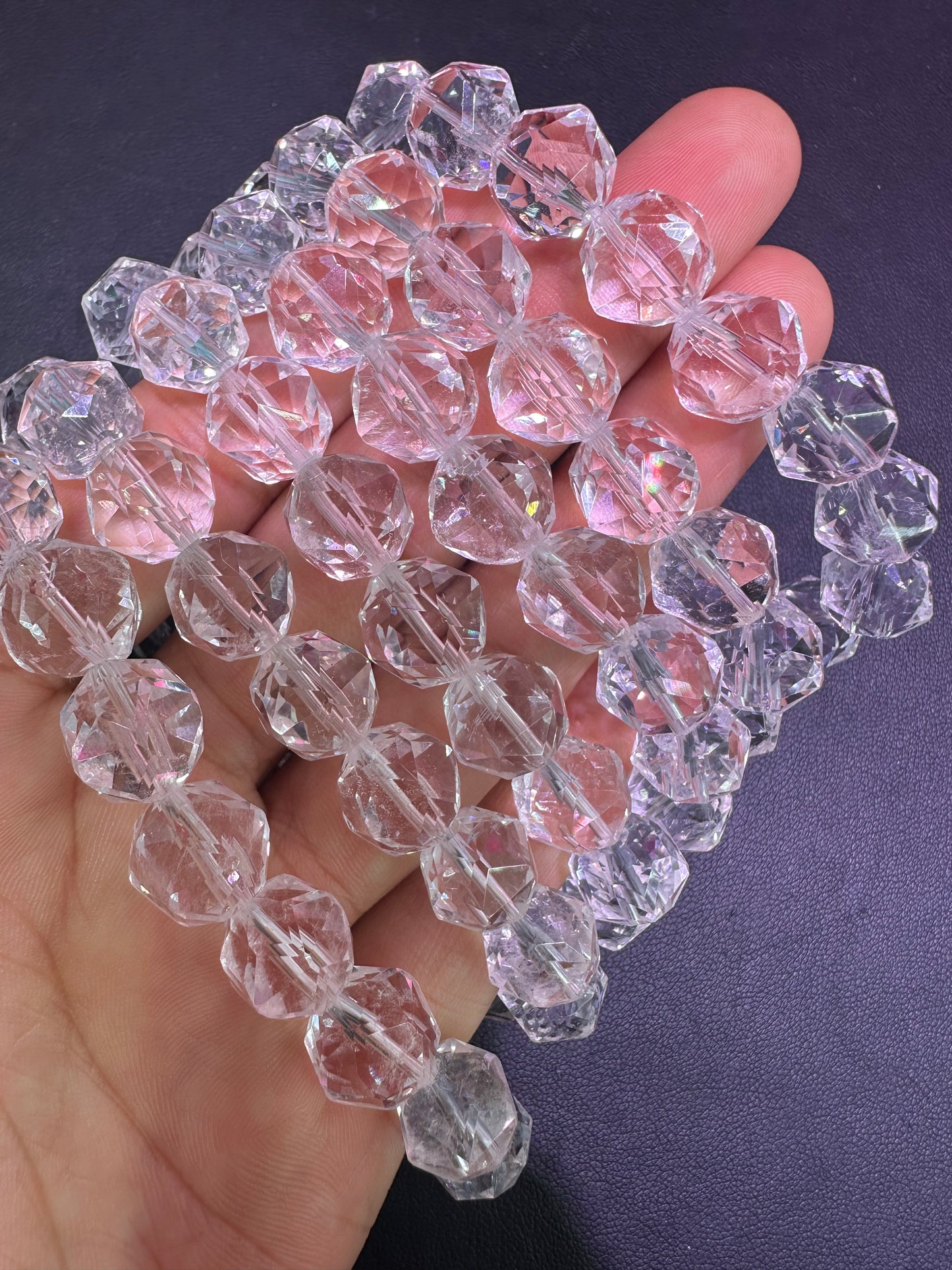 Clear quartz faceted bracelets 12mm