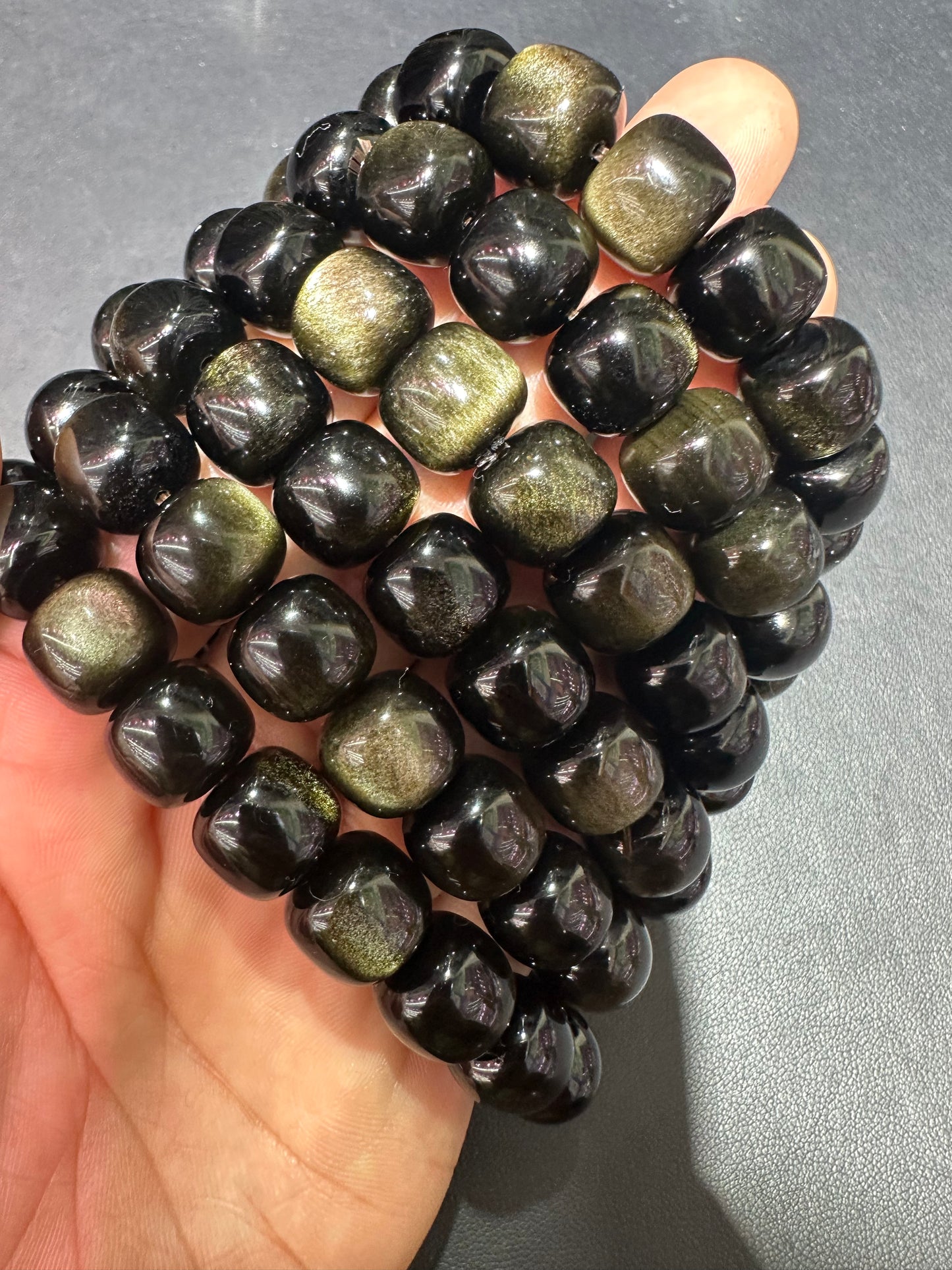 Golden obsidian bracelets 12mm apple shape