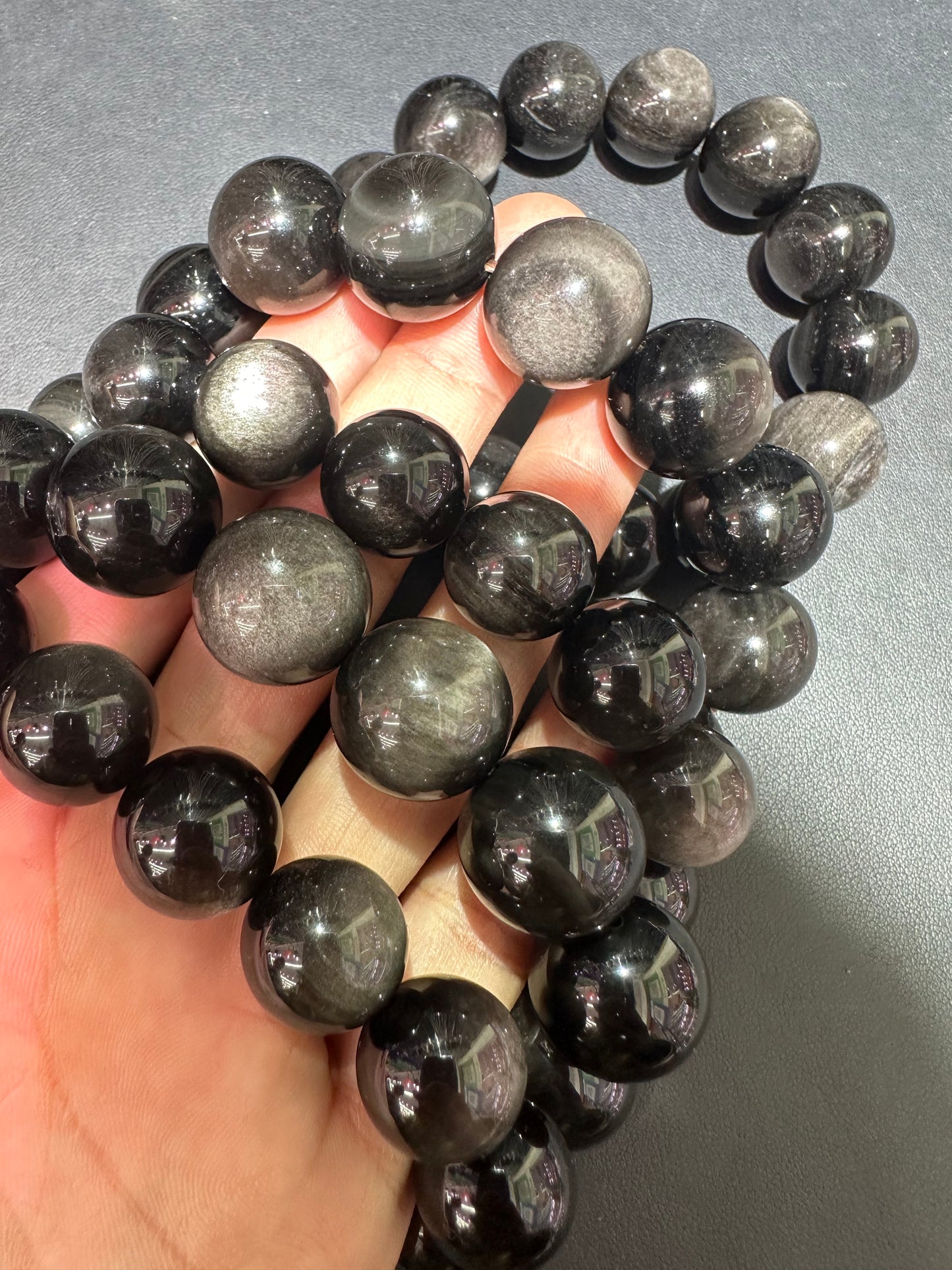 Silver obsidian bracelets 18mm
