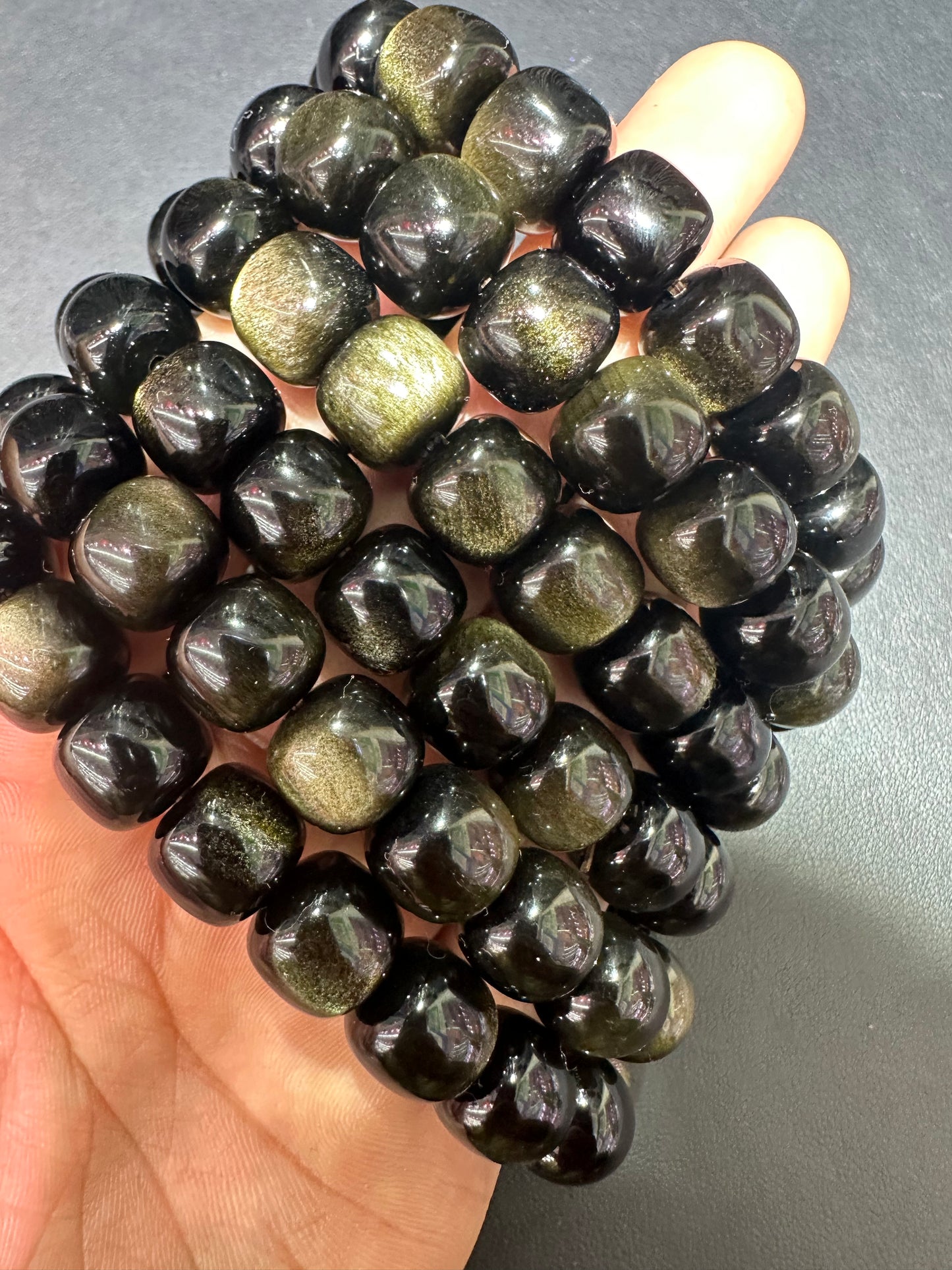 Golden obsidian bracelets 14mm apple shape