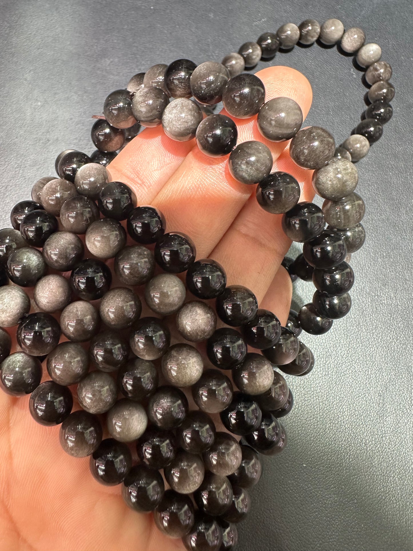 Silver obsidian bracelets 8mm
