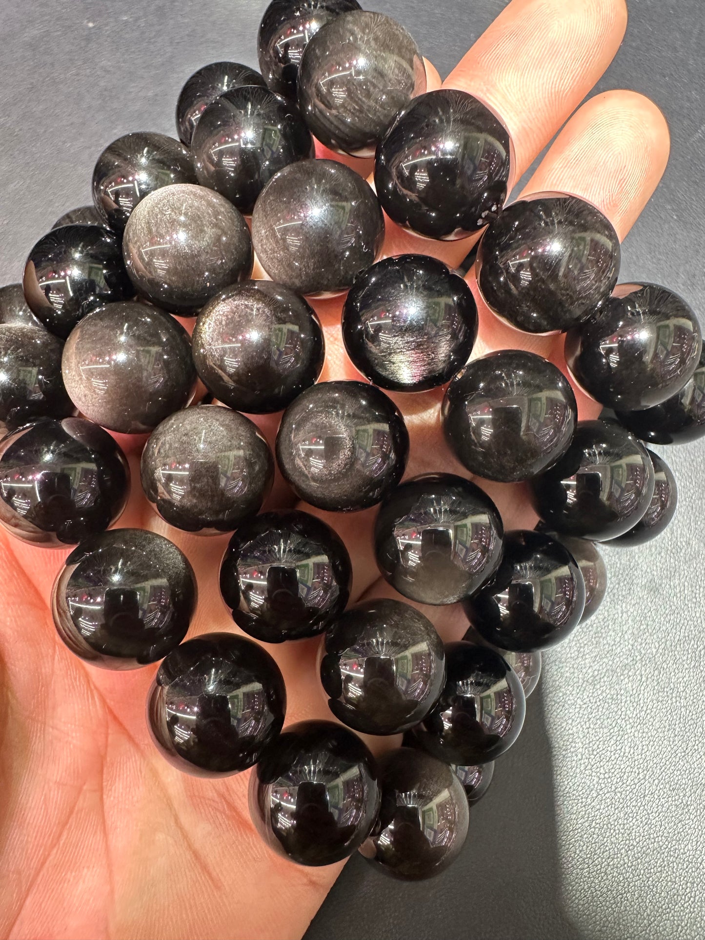 Silver obsidian bracelets 16mm