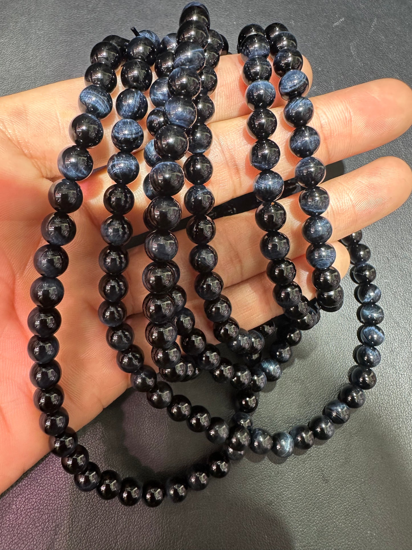 Blue tiger eye 3 wraps bracelets 6mm
