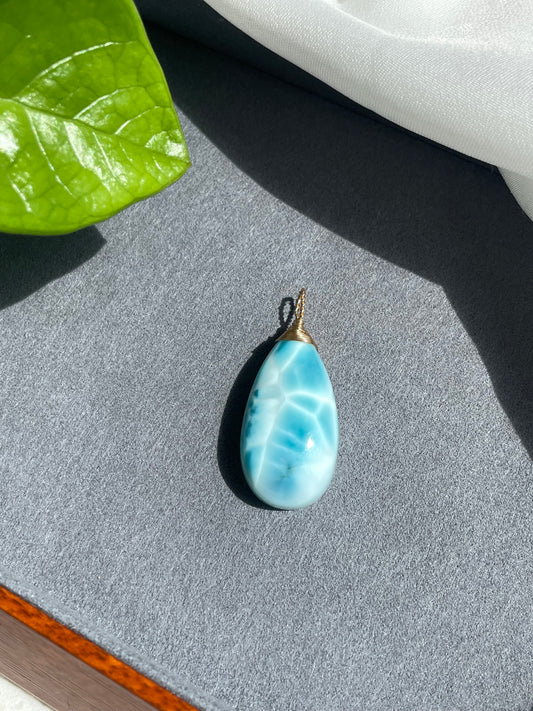 Larimar 14k  gold pendant