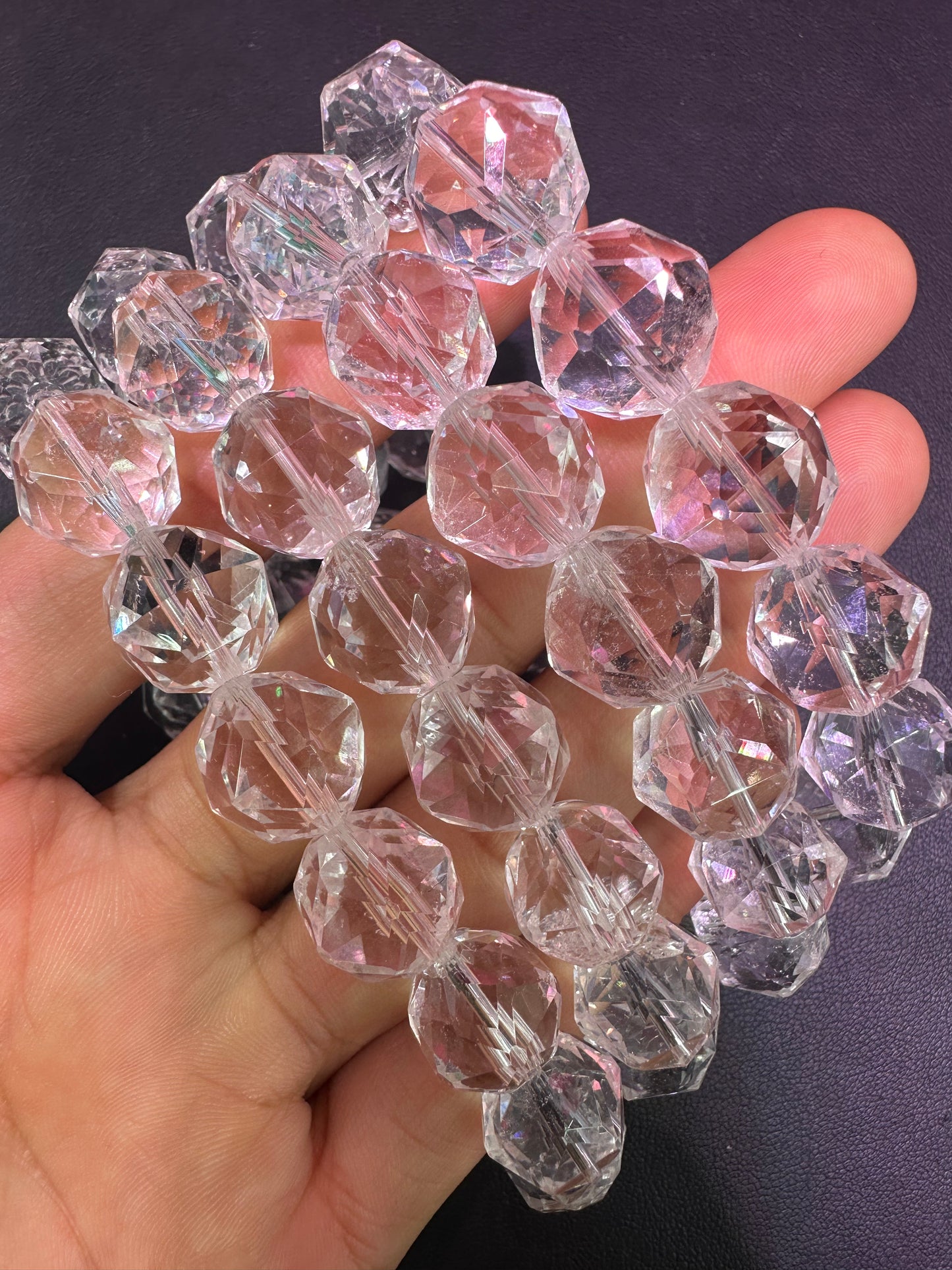 Clear quartz faceted bracelets 14mm