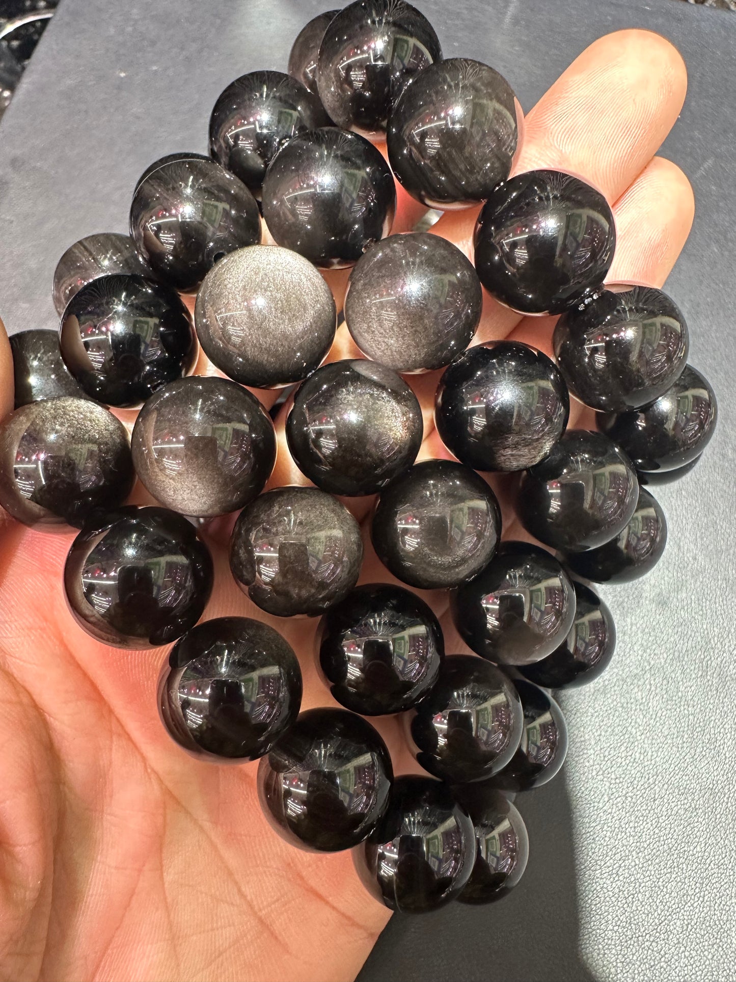 Silver obsidian bracelets 16mm