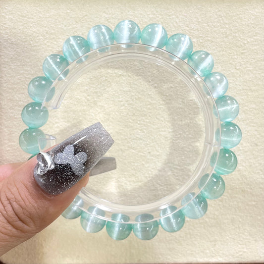 green aura selenite bracelet 8mm