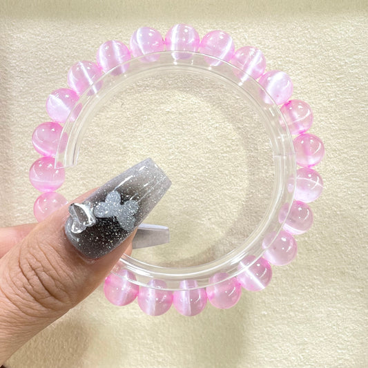 pink aura selenite bracelet 8mm