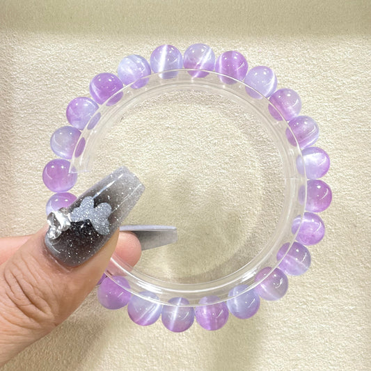 purple aura selenite bracelet 8mm