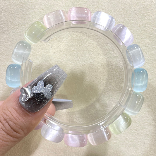 aura barrel selenite bracelet 8mm