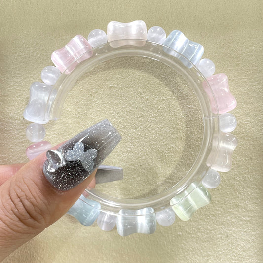 bamboo shape selenite bracelet 8mm