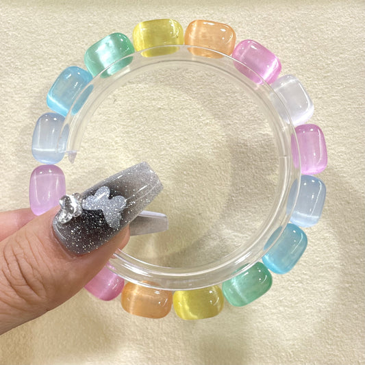 aura barrel selenite bracelet 8mm