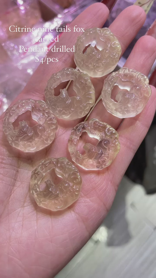 Citrine nine tails fox drilled
