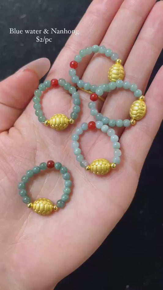 blue water jade with nanhong agate ring