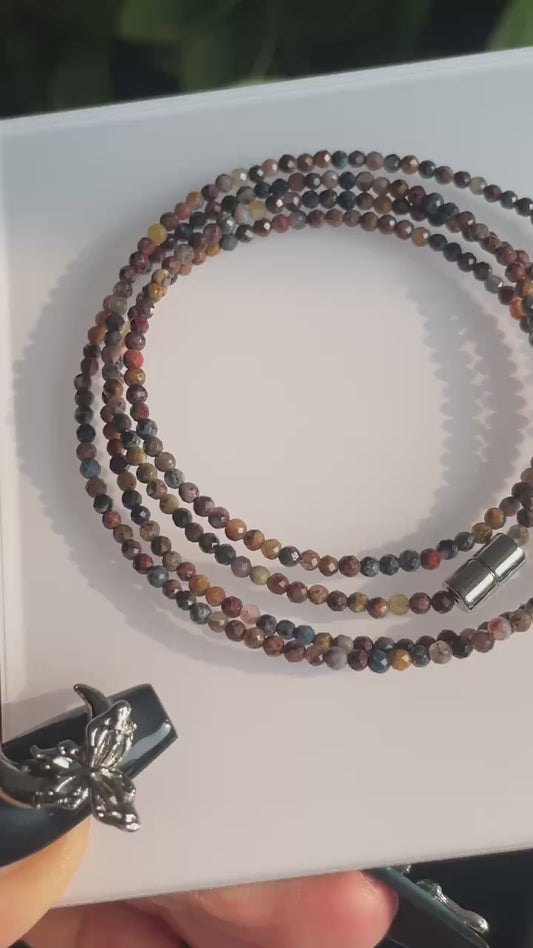 4 wraps pietersite magnetic bracelet