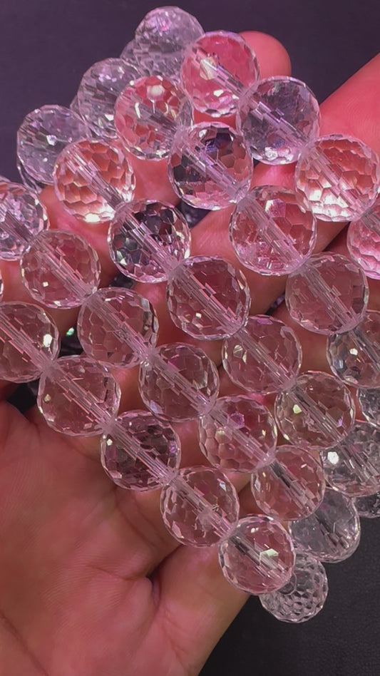 Faceted  clear quartz bracelets 12mm