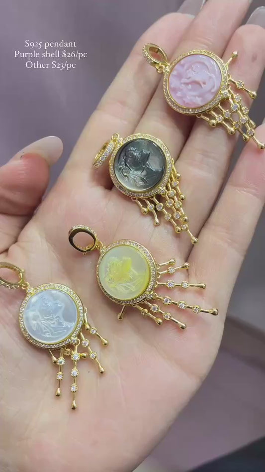 shell carving s925 pendant (purple pink one $26/pcs,other $23/pcs