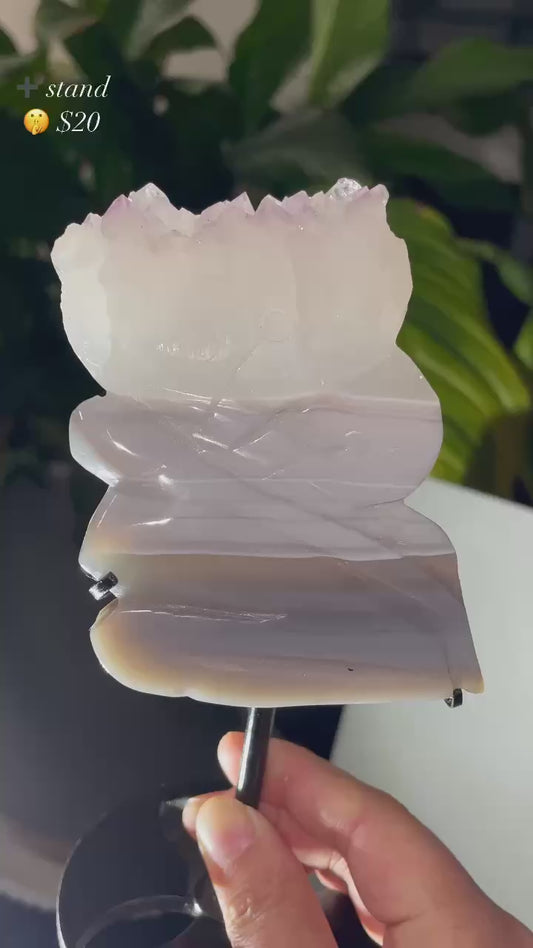 agate fairy carving with stand
