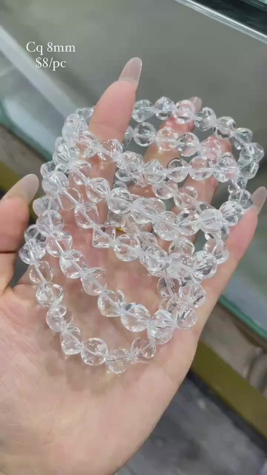 faceted clear quartz bracelet 8mm