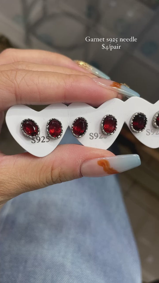 S925 garnet earrings