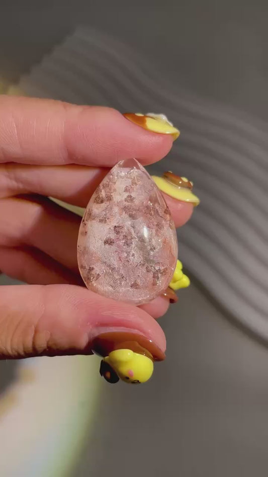 Pink  quartz in quartz tear drop