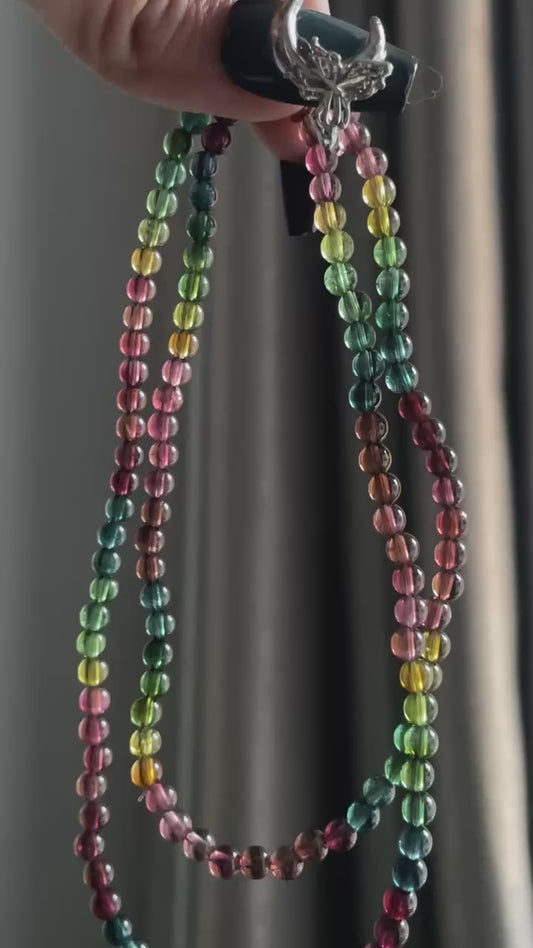 rich color tourmaline 3wraps bracelet 4.3mm