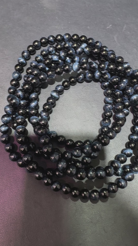 Blue tiger eye 3 wraps bracelets 6mm