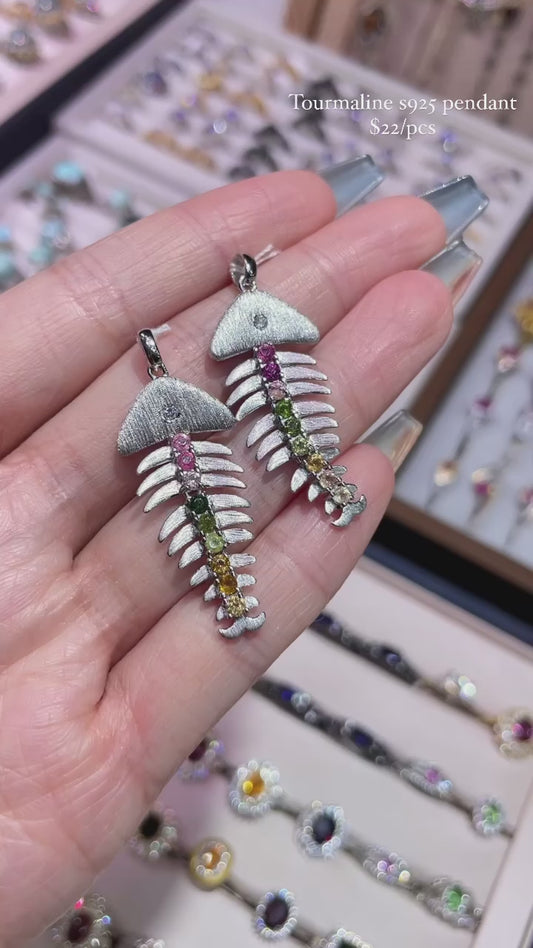 S925 tourmaline pendant