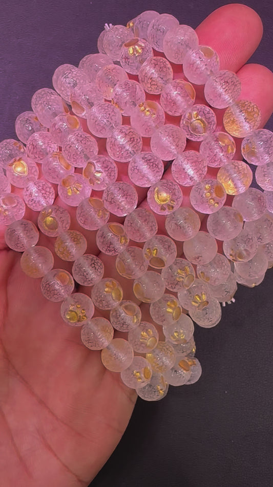clear quartz bracelets with paws 8mm