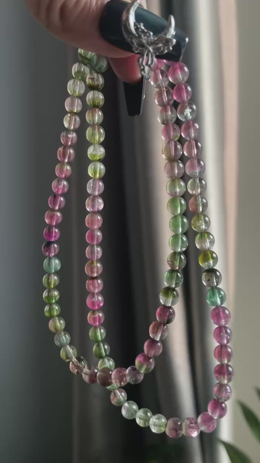 watermelon tourmaline 3 wraps bracelet 5.6-5.8mm