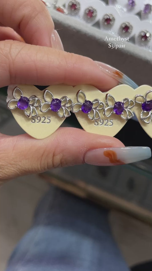 S925 amethyst earrings